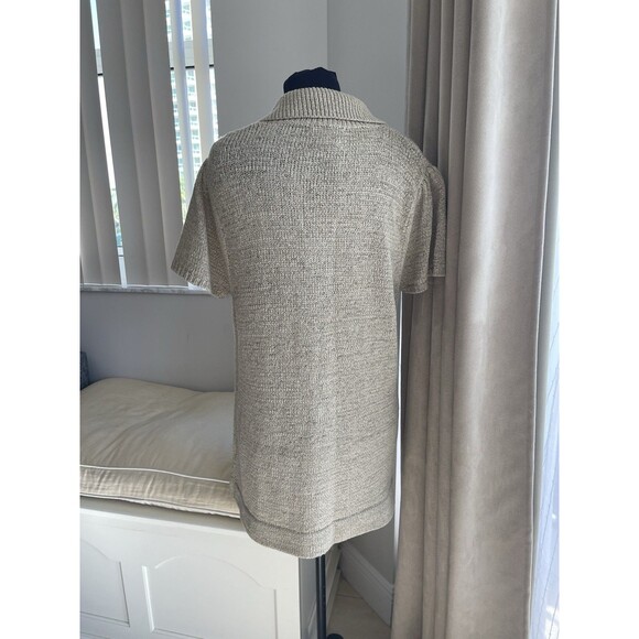 August Silk Women Tan Short Sleeve Large Button Acrylic Ribbon Knit Cardigan XL - Picture 2 of 8